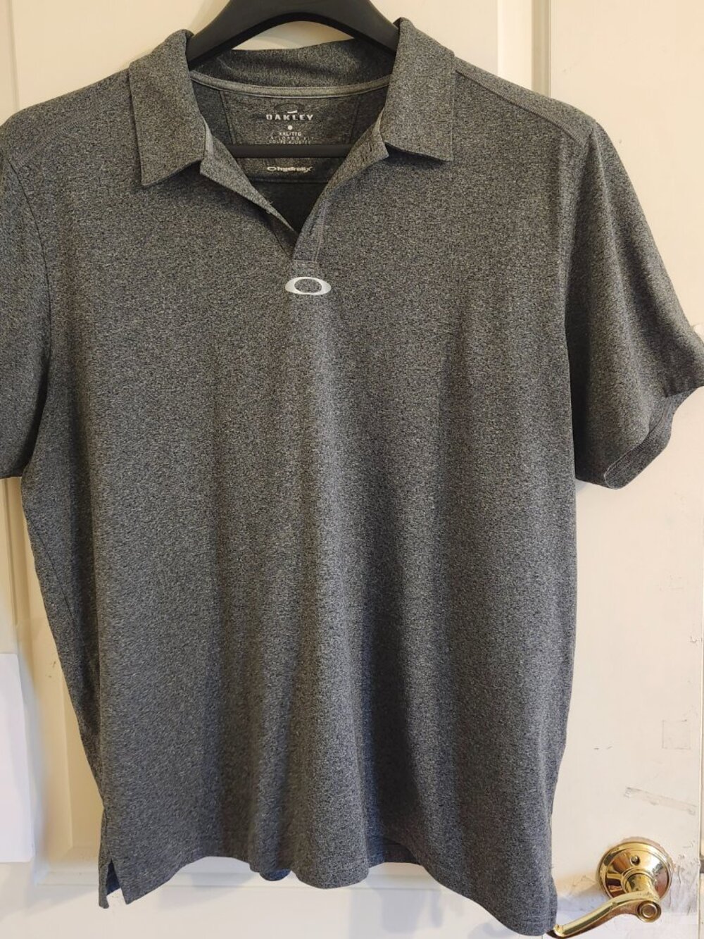 Oakley Golf Polo Shirt Mens XXL Regular Fit Ohydrolix Grey Short Sleeve Peak